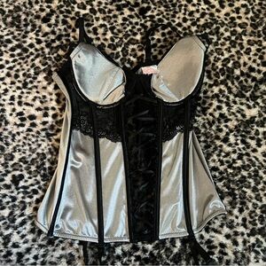 Shirley of Hollywood Metallic Silver and Black Corset